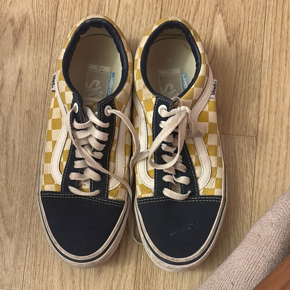 Vans Yellow and Black Checkered Shoes